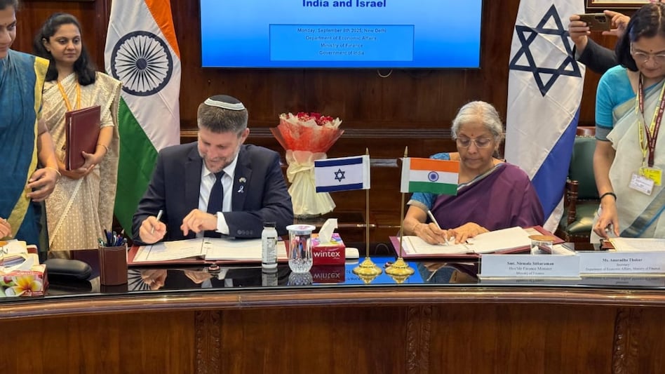 The agreement was signed in New Delhi on September 8 by India’s Finance Minister Nirmala Sitharaman and Israel’s Finance Minister Bezalel Smotrich, who is leading a high-level delegation to India. The agreement was signed in New Delhi on September 8 by India’s Finance Minister Nirmala Sitharaman and Israel’s Finance Minister Bezalel Smotrich, who is leading a high-level delegation to India.