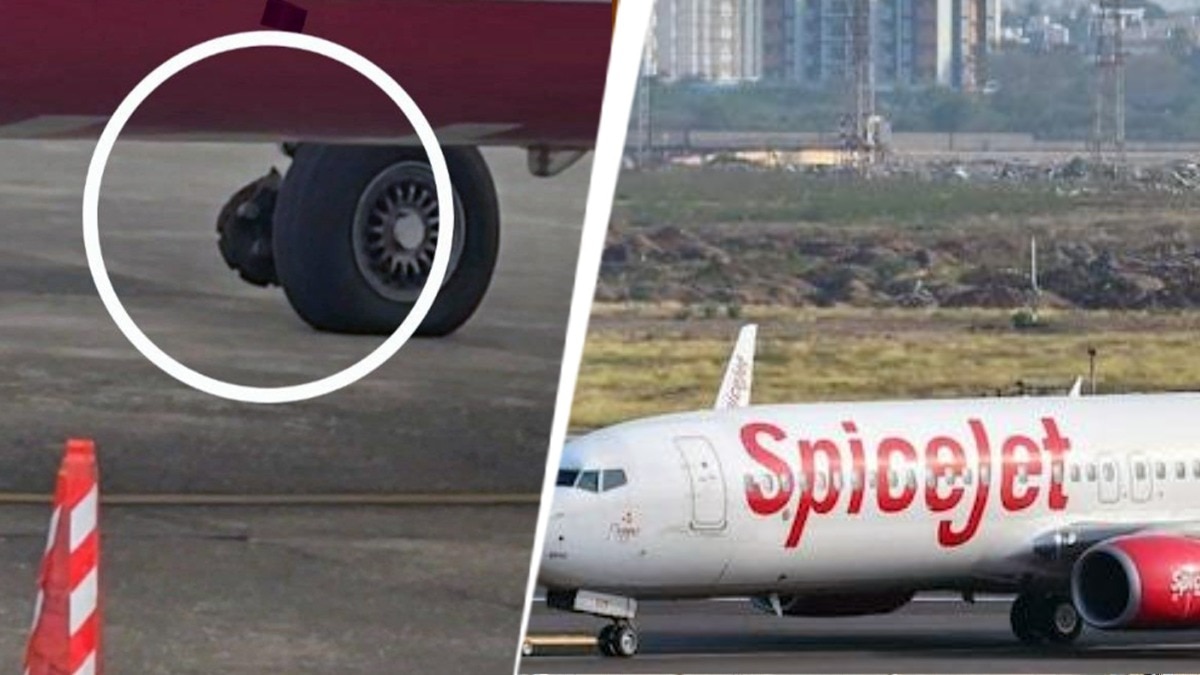 Mumbai-bound Spicejet flight experienced a snag after one of its wheels detached during departure from Kandla. Mumbai-bound Spicejet flight experienced a snag after one of its wheels detached during departure from Kandla.