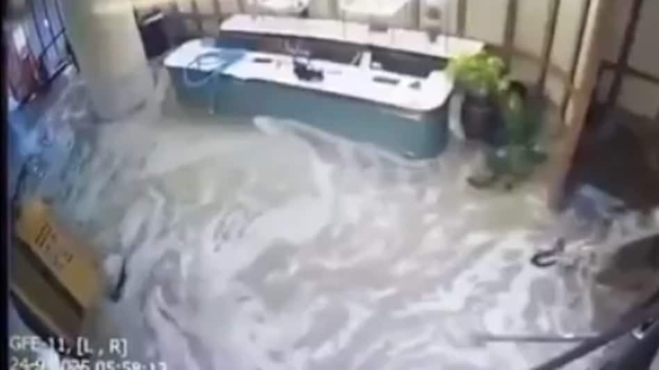 The roughly 40-second clip captures guests being swept off their feet, bystanders reacting in shock, and shouts of “Run! Run!” echoing in the background The roughly 40-second clip captures guests being swept off their feet, bystanders reacting in shock, and shouts of “Run! Run!” echoing in the background