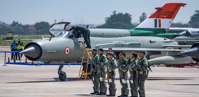 Farewell to MiG-21s: Indian Air Force officials during rehearsals ahead of the MiG-21 Operational Flying Culmination Ceremony at Chandigarh Air Force Station Farewell to MiG-21s: Indian Air Force officials during rehearsals ahead of the MiG-21 Operational Flying Culmination Ceremony at Chandigarh Air Force Station