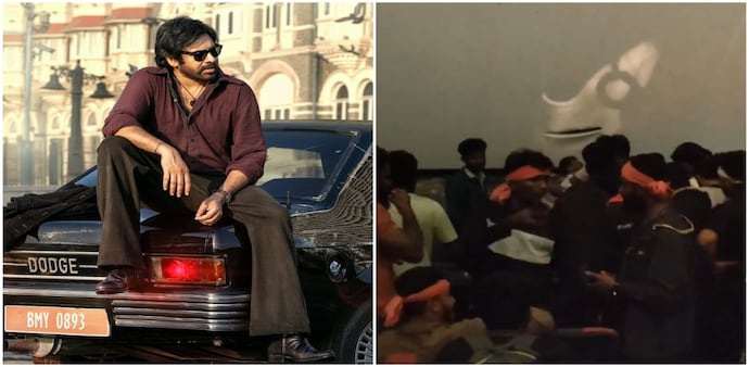 Pawan Kalyan's fan tear up theatre screen during 'They Call Him OG' screening. Pawan Kalyan's fan tear up theatre screen during 'They Call Him OG' screening.