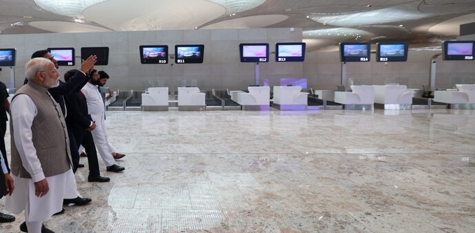 Prime Minister Modi inaugurated phase one of the Navi Mumbai International Airport on Wednesday Prime Minister Modi inaugurated phase one of the Navi Mumbai International Airport on Wednesday