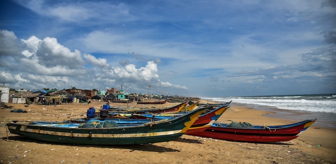 Boats parked on a beach as a precautionary measure against Cyclone 'Montha' in Puri Boats parked on a beach as a precautionary measure against Cyclone 'Montha' in Puri