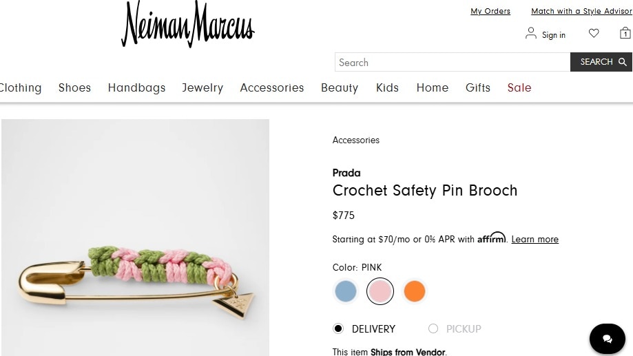 $775 for a safety pin? Prada’s latest 'luxury loot', the crochet brooch, leaves internet stunned
