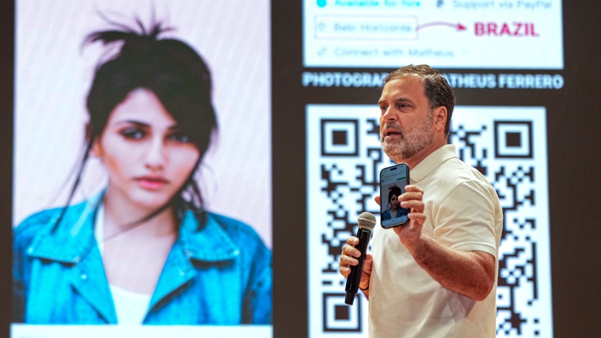Rahul Gandhi shows photo of Brazilian model he claimed was used in multiple voter cards under different names