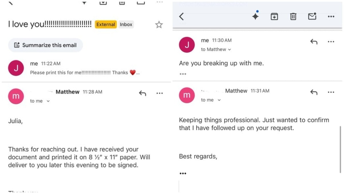 'Colleague-zoned by boyfriend’: X user shares her hilarious email thread with partner; Check out his reply