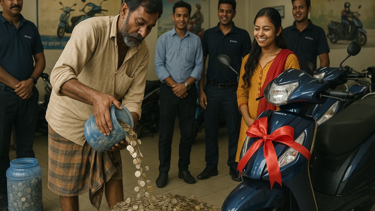 Bengal tea seller buys daughter scooter with four years of savings in coins (AI generated image)