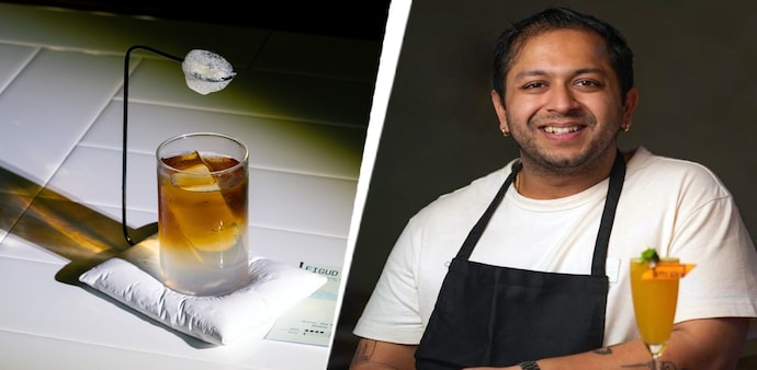 Chef Vedant Newatia with the Figud Helt! cocktail from Atelier V Chef Vedant Newatia with the Figud Helt! cocktail from Atelier V
