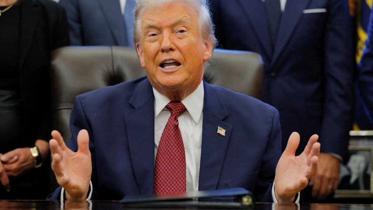 Donald Trump speaks at the White House in Washington, D.C.
