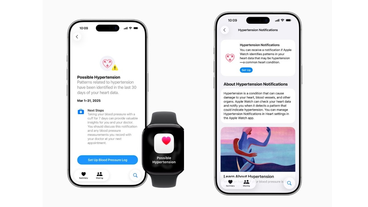 Users can set up hypertension notifications in the Health app on iPhone.