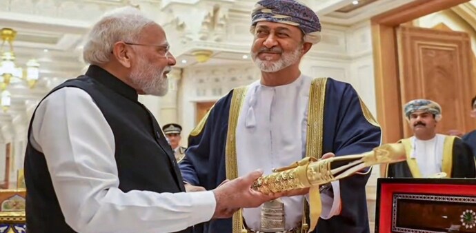 PM Modi was conferred with the Order of Oman, the Sultanate’s highest civilian award, during his two-day visit to the Gulf nation. PM Modi was conferred with the Order of Oman, the Sultanate’s highest civilian award, during his two-day visit to the Gulf nation.