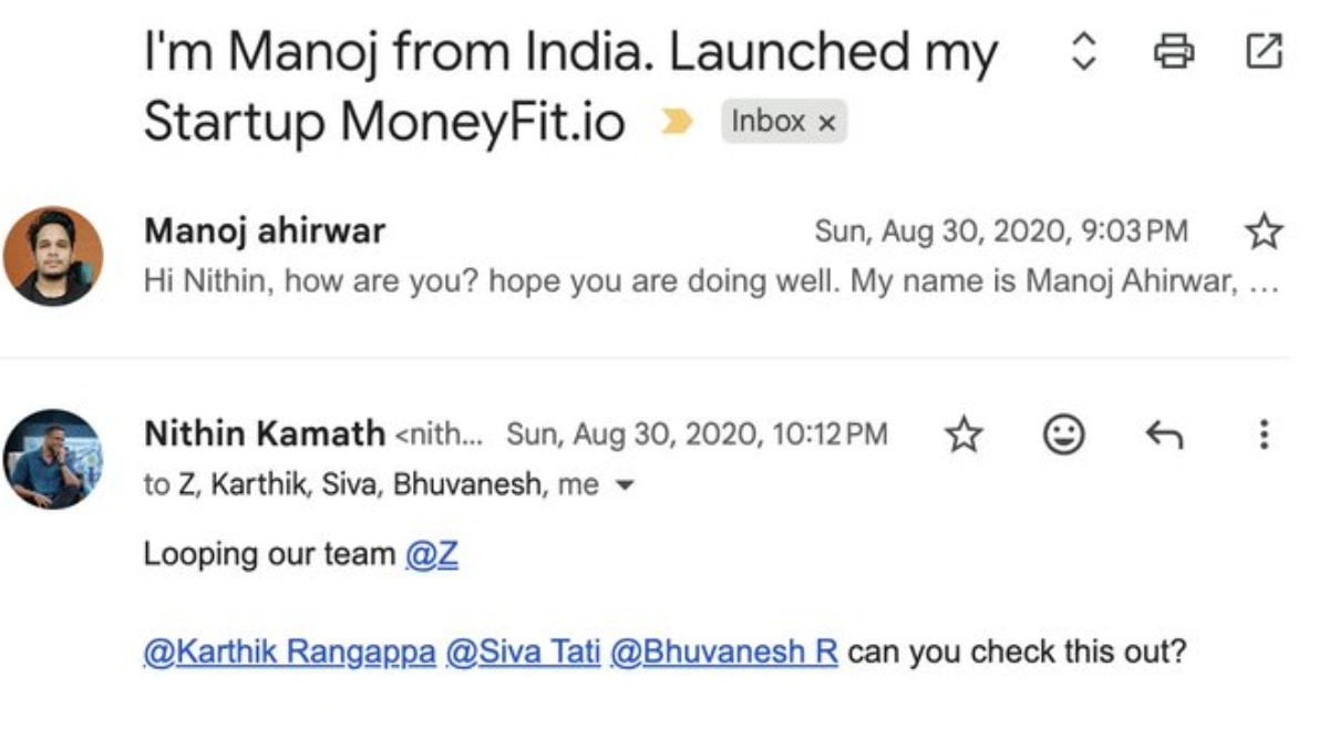 Man explains how a single quick reply from Nithin Kamath shaped his startup journey