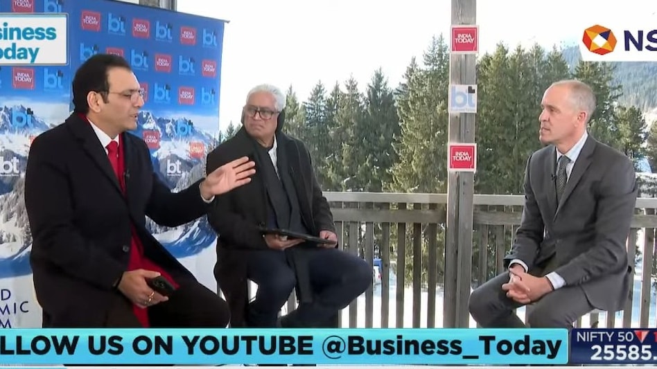 OpenAI’s Christopher Lehane (right) in conversation with Business Today Group Editor Siddharth Zarabi (left) and India Today Consulting Editor Rajdeep Sardesai (centre) at the World Economic Forum in Davos OpenAI’s Christopher Lehane (right) in conversation with Business Today Group Editor Siddharth Zarabi (left) and India Today Consulting Editor Rajdeep Sardesai (centre) at the World Economic Forum in Davos