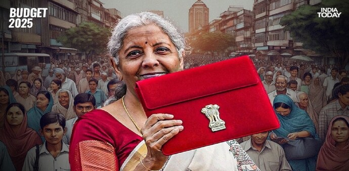 union budget 2026: Finance Minister Nirmala Sitharaman holds up a folder outside the Finance Ministry ahead of the presentation of the 'Union Budget 2025-26' union budget 2026: Finance Minister Nirmala Sitharaman holds up a folder outside the Finance Ministry ahead of the presentation of the 'Union Budget 2025-26'