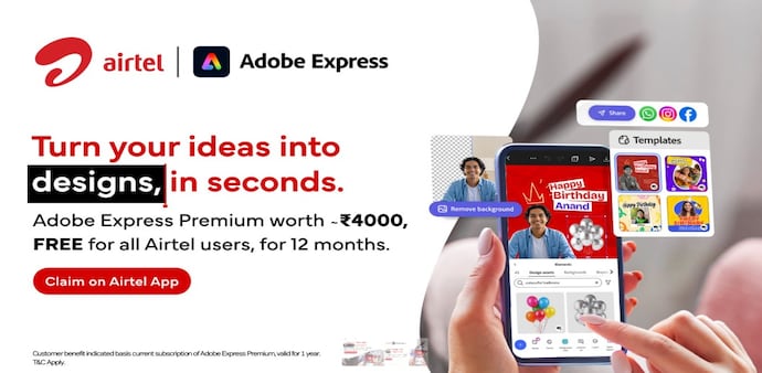 Airtel brings Adobe Express Premium at no cost. Airtel brings Adobe Express Premium at no cost.