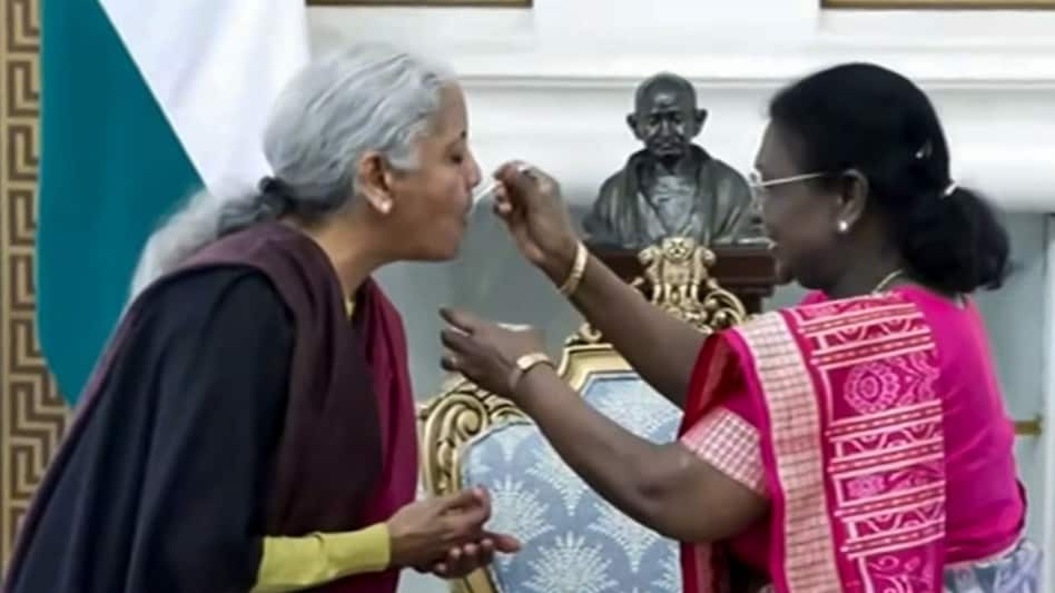 Union Budget 2026: President Murmu offers dahi-cheeni to FM Sitharaman Union Budget 2026: President Murmu offers dahi-cheeni to FM Sitharaman