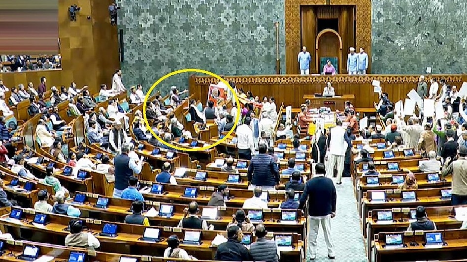 Some MPs were seen holding a large banner reading “Jo uchit lage vo karo”, as sloganeering continued inside the House. Some MPs were seen holding a large banner reading “Jo uchit lage vo karo”, as sloganeering continued inside the House.