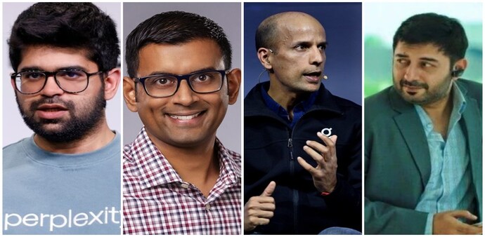 (From left) Co-founder and CEO of Perplexity Aravind Srinivas, Princeton professor turned AI researcher Aravind Narayanan, Founder and CEO of Glean Aravind Jain and actor turned enterprenuer Aravind Swami. (From left) Co-founder and CEO of Perplexity Aravind Srinivas, Princeton professor turned AI researcher Aravind Narayanan, Founder and CEO of Glean Aravind Jain and actor turned enterprenuer Aravind Swami.