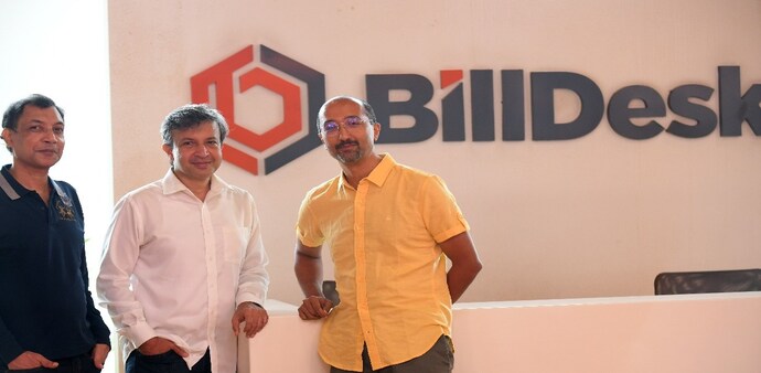 BillDesk founders Ajay Kaushal, Srinivasu MN and Karthik Ganapathy. BillDesk founders Ajay Kaushal, Srinivasu MN and Karthik Ganapathy.
