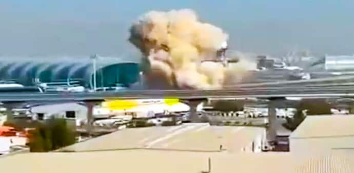 West Asia conflict: A drone-related incident sparked a fire near Dubai International Airport, authorities said. West Asia conflict: A drone-related incident sparked a fire near Dubai International Airport, authorities said.