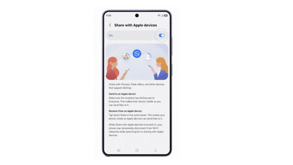 Apple AirDrop support is coming to Samsung Galaxy S26 series. Apple AirDrop support is coming to Samsung Galaxy S26 series.