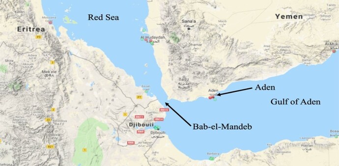 While Hormuz sits at the entrance of the Persian Gulf, Bab el-Mandeb controls access between the Red Sea and the Gulf of Aden. While Hormuz sits at the entrance of the Persian Gulf, Bab el-Mandeb controls access between the Red Sea and the Gulf of Aden.