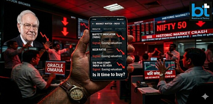 India's valuation premium against EMs has shrunk sharply to 27 per cent against a 10-year average of 73 per cent. (Pic: AI generated for representational purposes only; Google Gemini AI). India's valuation premium against EMs has shrunk sharply to 27 per cent against a 10-year average of 73 per cent. (Pic: AI generated for representational purposes only; Google Gemini AI).
