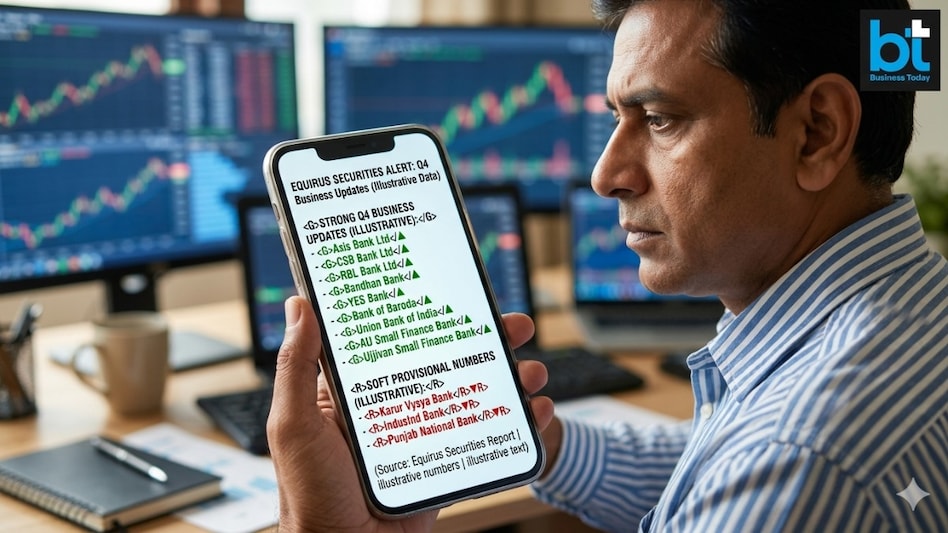 Karur Vysya Bank, IndusInd Bank and Punjab National Bank's Q4 updates were soft, Equirus Securities said. Karur Vysya Bank, IndusInd Bank and Punjab National Bank's Q4 updates were soft, Equirus Securities said.