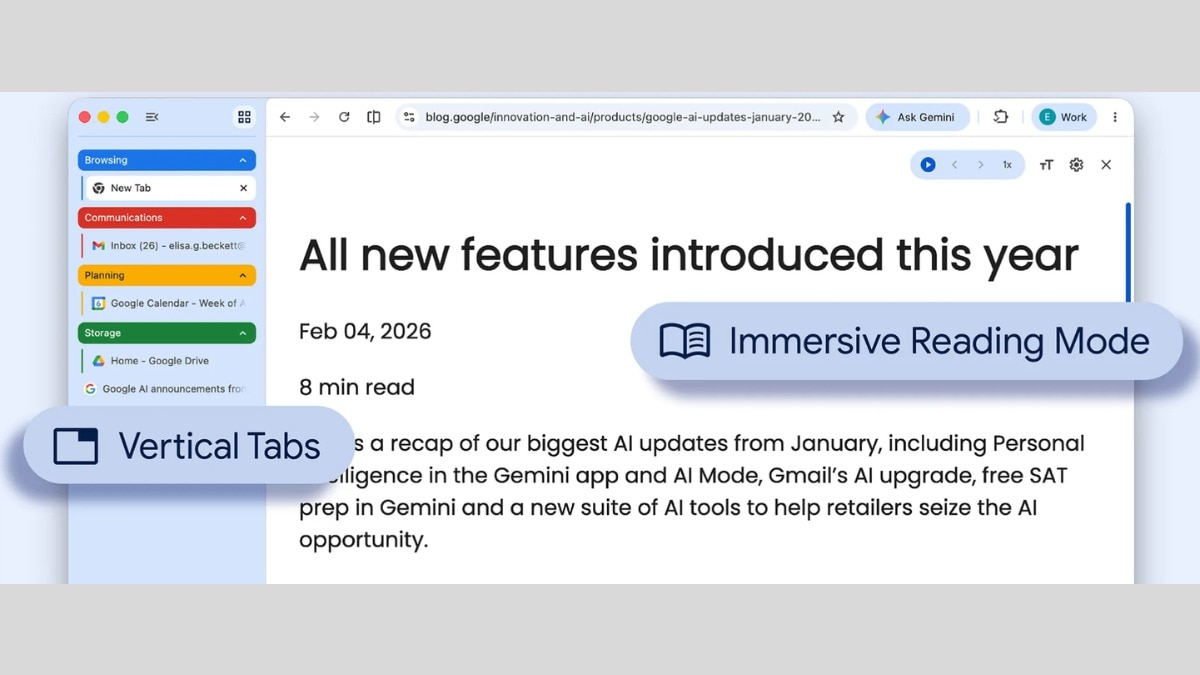 Google Chrome gets vertical tabs and immersive reading mode: Know how they work