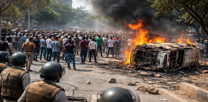 Hosiery Complex unrest: Noida wage protest turns violent, police deployed across zones Hosiery Complex unrest: Noida wage protest turns violent, police deployed across zones