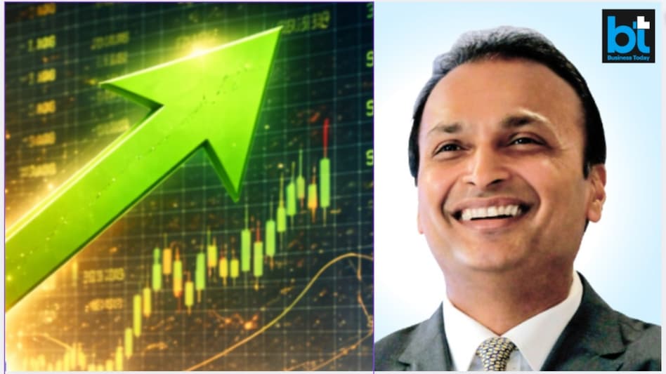 (Pic: Anil Ambani from Reliance Group India website and AI generated arrow and chart) (Pic: Anil Ambani from Reliance Group India website and AI generated arrow and chart)