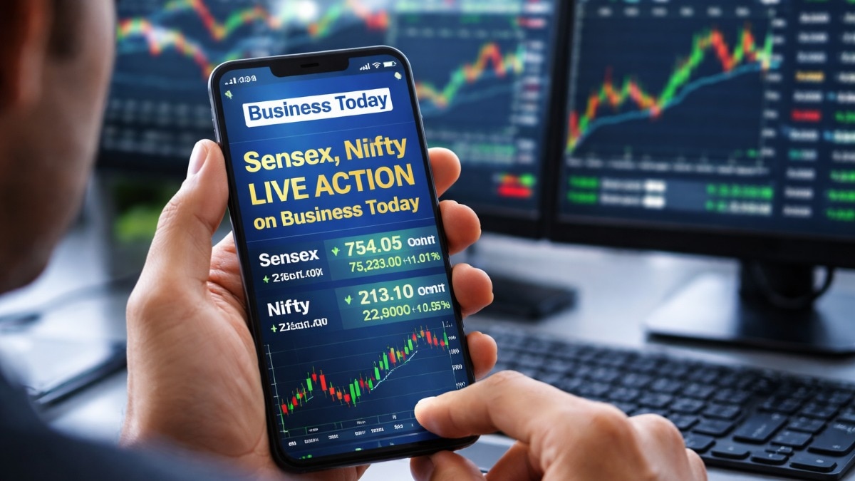 The BSE Sensex was trading at 78,371.81, down 121.73 or 0.16 per cent. Nifty was quoting at 24,288.55, down 37.15 points or 0.15 per cent. (Pic source: AI generated image for representational purposes; ChatGPT).