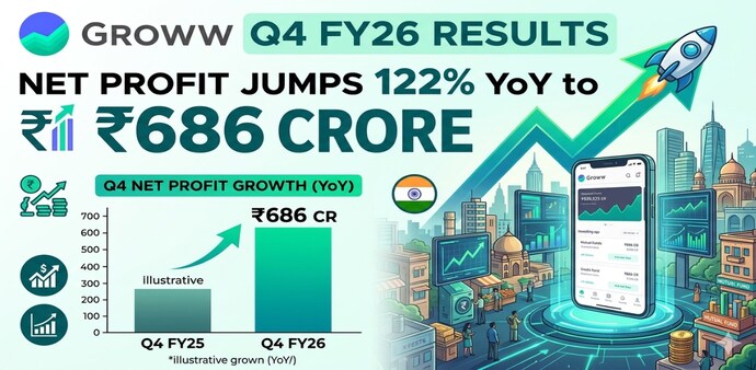 Groww's profit surged to Rs 686 crore in Q4 FY26, compared to Rs 309 crore in the corresponding period last year. (Pic source: AI generated image for representational purposes) Groww's profit surged to Rs 686 crore in Q4 FY26, compared to Rs 309 crore in the corresponding period last year. (Pic source: AI generated image for representational purposes)