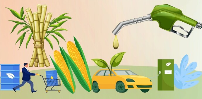 A higher blend of ethanol in petrol will lead to higher offtake of farm output such as sugarcane, corn, etc. A higher blend of ethanol in petrol will lead to higher offtake of farm output such as sugarcane, corn, etc.