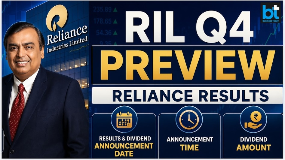 RIL typically announces its earnings after market hours, setting expectations for a late-afternoon or evening release today. (Pic: Mukesh Ambani from RIL website/AI collage) RIL typically announces its earnings after market hours, setting expectations for a late-afternoon or evening release today. (Pic: Mukesh Ambani from RIL website/AI collage)
