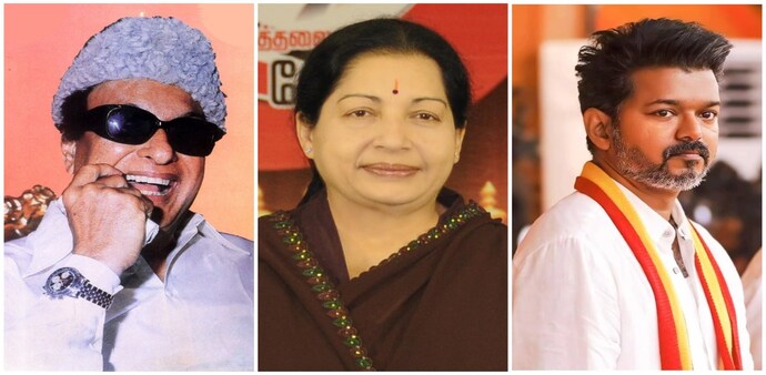 MGR, Jayalalitha, Vijay: Some observers argue that Tamil Nadu’s voters continue to romanticise cinematic heroism in politics, while supporters counter that film stars often communicate more effectively with the masses. MGR, Jayalalitha, Vijay: Some observers argue that Tamil Nadu’s voters continue to romanticise cinematic heroism in politics, while supporters counter that film stars often communicate more effectively with the masses.