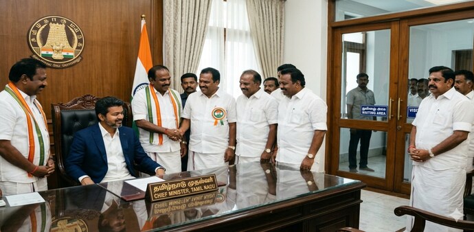 Tamil Nadu politics: Vijay gets support from Congress, AIADMK in line? Tamil Nadu politics: Vijay gets support from Congress, AIADMK in line?