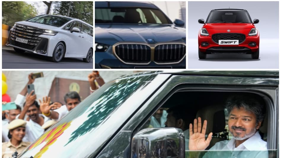 The list also includes a Tata Caravan, valued at around ₹6 crore. Altogether, Vijay’s declared vehicle assets amount to ₹13,52,48,814. The list also includes a Tata Caravan, valued at around ₹6 crore. Altogether, Vijay’s declared vehicle assets amount to ₹13,52,48,814.