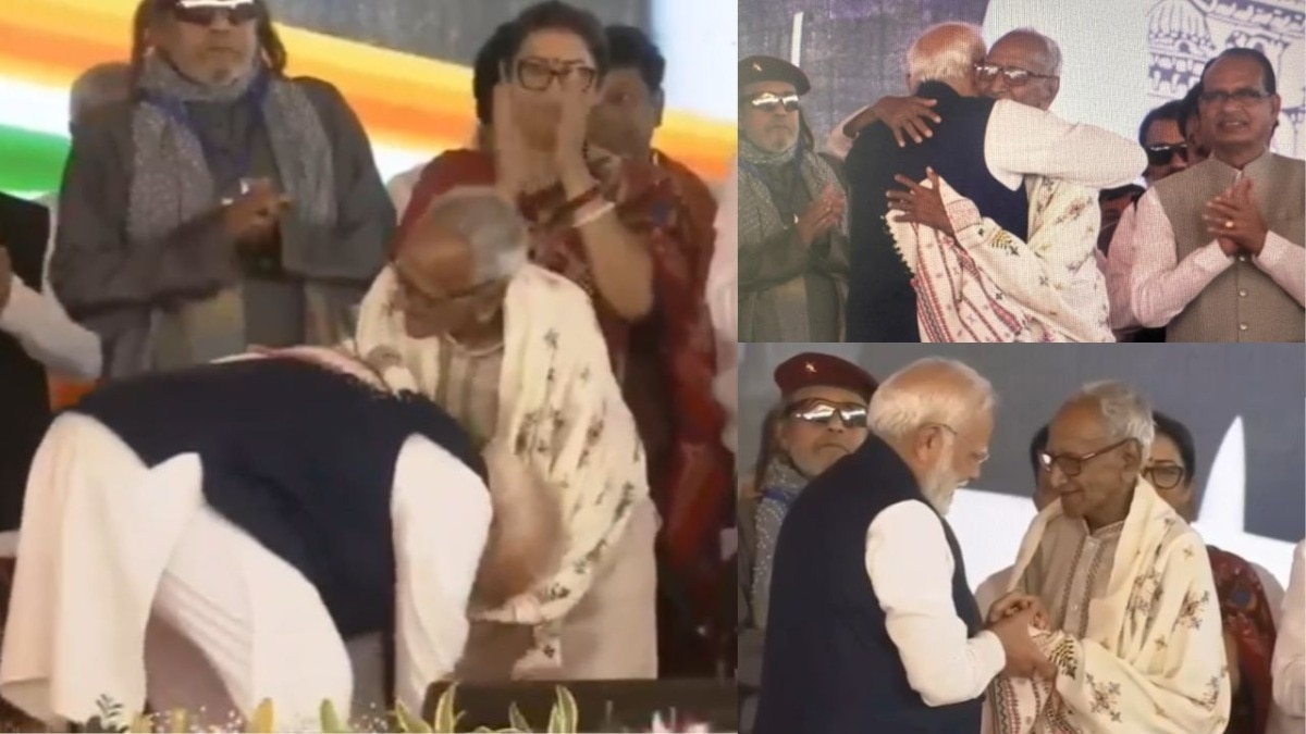 PM Modi took blessings of Makhanlal Sarkar PM Modi took blessings of Makhanlal Sarkar