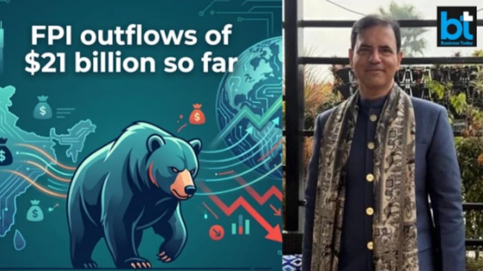 India has faced selling pressure, year-to-date in 2026, the domestic market has recorded FPI outflows amounting to $21 billion, Sabharwal said. (Image: AI generated / Sandip Sabharwal from X) India has faced selling pressure, year-to-date in 2026, the domestic market has recorded FPI outflows amounting to $21 billion, Sabharwal said. (Image: AI generated / Sandip Sabharwal from X)