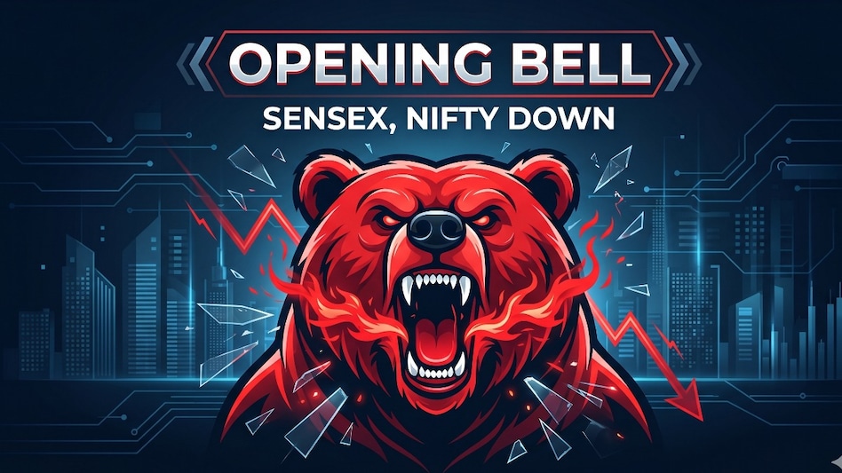 In the previous session on Monday, the Sensex plunged 1312.91 points, or 1.70%, to settle at 76,015.28, while the Nifty edged down 360.30 points, or 1.49%, to close at 23,815.85. (Image: AI generated) In the previous session on Monday, the Sensex plunged 1312.91 points, or 1.70%, to settle at 76,015.28, while the Nifty edged down 360.30 points, or 1.49%, to close at 23,815.85. (Image: AI generated)