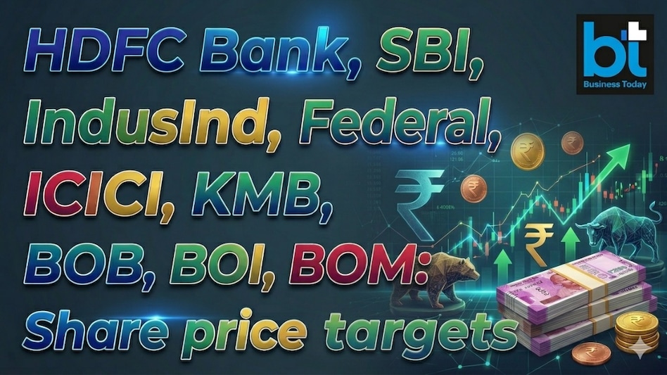 HDFC Bank, SBI, IndusInd, Federal, Axis, ICICI, KMB, BOB, BOI, BOM: Share price targets (Pic: AI generated for representational purposes only; Google, Gemini AI) HDFC Bank, SBI, IndusInd, Federal, Axis, ICICI, KMB, BOB, BOI, BOM: Share price targets (Pic: AI generated for representational purposes only; Google, Gemini AI)