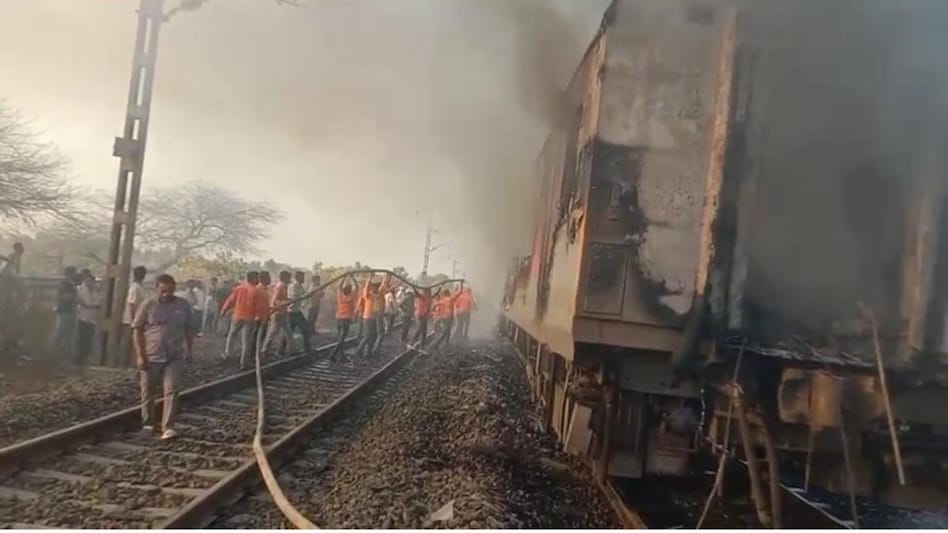 Fire incident on Kerala-Delhi Rajdhani triggers train disruptions in Madhya Pradesh Fire incident on Kerala-Delhi Rajdhani triggers train disruptions in Madhya Pradesh