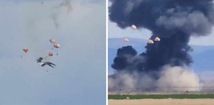 Four crew members safe after two US Navy jets collide during Idaho air show and crash Four crew members safe after two US Navy jets collide during Idaho air show and crash