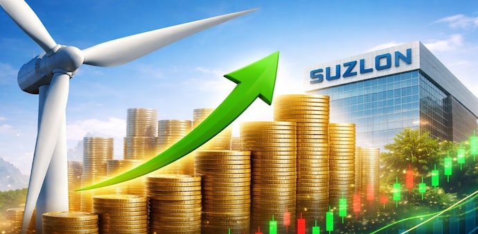 Suzlon Energy stock closed 0.66% lower at Rs 52.93. Market cap of the multibagger stock stood at Rs 72,595 crore. Pic source: (AI image for representational purposes) Suzlon Energy stock closed 0.66% lower at Rs 52.93. Market cap of the multibagger stock stood at Rs 72,595 crore. Pic source: (AI image for representational purposes)