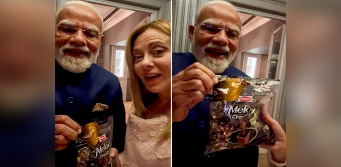 PM Modi gifts Melody toffees to Giorgia Meloni during Rome meeting PM Modi gifts Melody toffees to Giorgia Meloni during Rome meeting