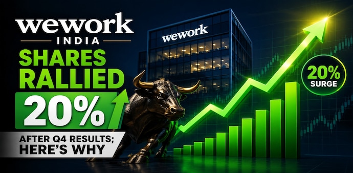 WeWork India shares hit the roof at Rs 585 apiece, trimming its year-to-date losses to 3.93 per cent. (AI-generated image for representational purpose only) WeWork India shares hit the roof at Rs 585 apiece, trimming its year-to-date losses to 3.93 per cent. (AI-generated image for representational purpose only)