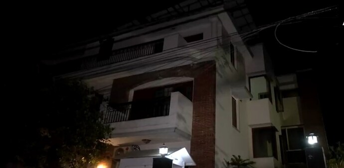 The house of retired IAS officer, Dhanendra Kumar, in south Delhi's Hauz Khas where the suspected AC blast took place. (Screengrab: ANI) The house of retired IAS officer, Dhanendra Kumar, in south Delhi's Hauz Khas where the suspected AC blast took place. (Screengrab: ANI)