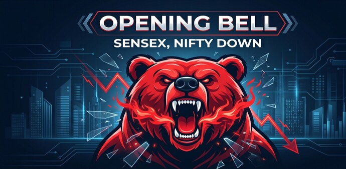 In the previous session on Monday, the Sensex declined 508.40 points, or 0.68%, to settle at 74,267.34, while the Nifty slipped 165.15 points, or 0.70%, to close at 23,382.60. (Image: AI generated) In the previous session on Monday, the Sensex declined 508.40 points, or 0.68%, to settle at 74,267.34, while the Nifty slipped 165.15 points, or 0.70%, to close at 23,382.60. (Image: AI generated)