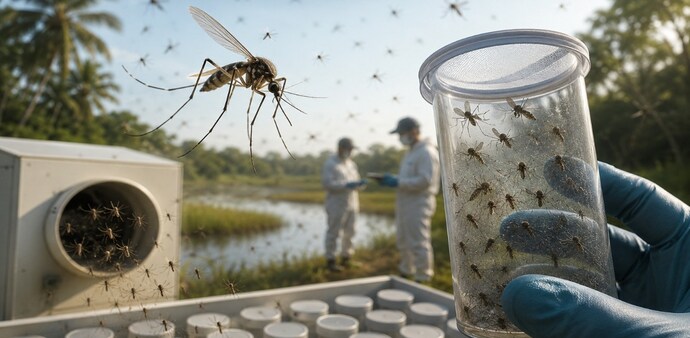 Researchers hope that reducing mosquito numbers will lower the risk of diseases transmitted by the insects. Researchers hope that reducing mosquito numbers will lower the risk of diseases transmitted by the insects.